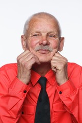Expression senior man over white background