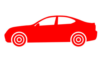 Car symbol icon - red, 2d, isolated - vector