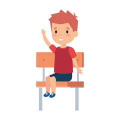 cute little boy sitting in schoolchair