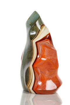 Macro mineral stone jasper patterned on a white background