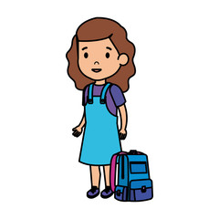 beautiful little schoolgirl with schoolbag