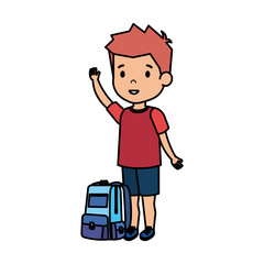 little boy with schoolbag character