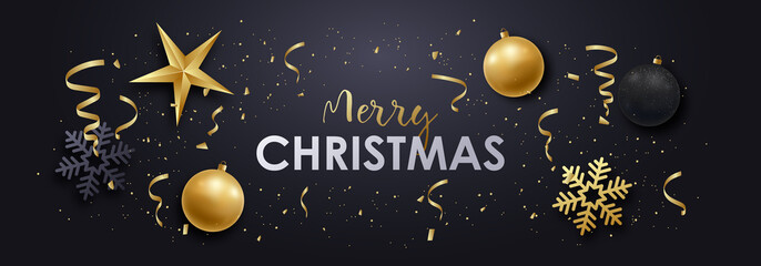Naklejka premium Merry Christmas realistic banner design.
