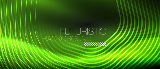 Neon glowing lines, magic energy space light concept, abstract background wallpaper design
