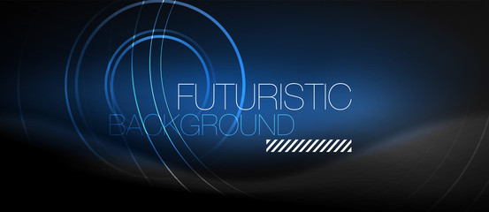 Dark abstract background with glowing neon circles