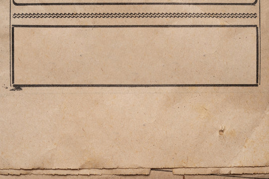 Close up of blank ad frame in old newspapper with copy space