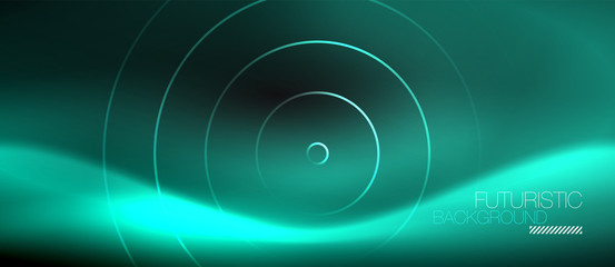 Dark abstract background with glowing neon circles