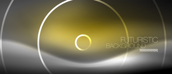 Neon circles abstract background, shiny lines