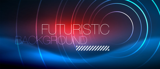 Neon glowing circles background