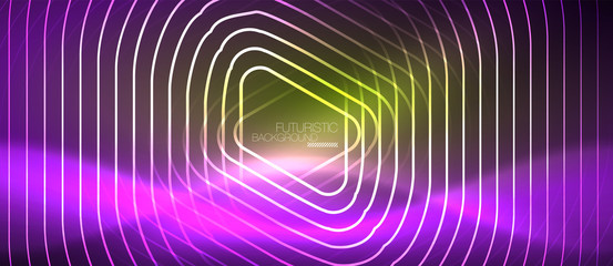 Color shiny neon lights background with abstract lines