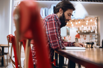 Modern man reads a book