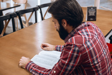 Modern man reads a book