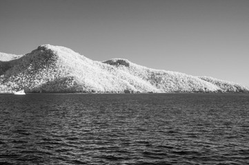 Infrared view of a beautiful island