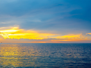 Seascape view under twilight evening sky
