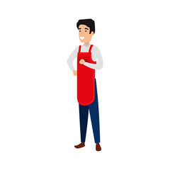 man with bbq apron character