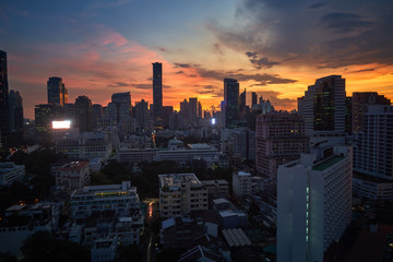 cityscape of sunset twilight skyline