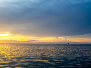 Seascape view under twilight evening sky