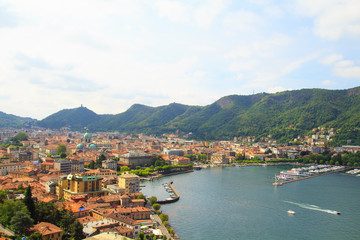 Fototapeta na wymiar The city of Como is a top view. Italy