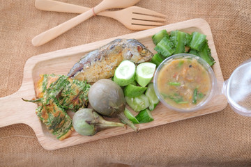 Fried mackerel and mackerel chili paste sauce