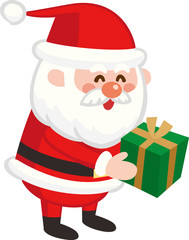 プレゼントを渡すサンタクロース。ベクター素材