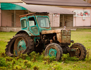 broken tractor in the village Shapsugskaya