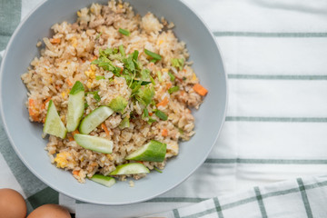 Fried rice mix pork and egg. Thai called 