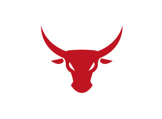 Bull head with big horns and angry toro face logo design