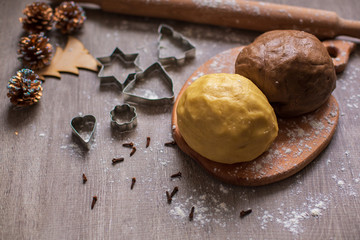 Ingredients and Appliances for Cooking Christmas Cookies and Gingerbread