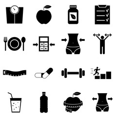 Fitness and sport icons set. Healthy lifestyle symbols.
