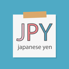 JPY Japanese yen written in a notebook paper- vector illustration