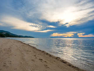 Seascape view under twilight evening sky