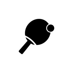 Ping pong table tennis paddle with ball flat vector icon for sports apps and websites