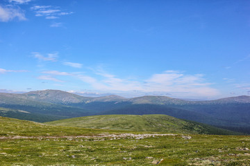 Russia Northern Ural view from the top of the mountain.