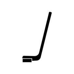 Hockey stick and puck monochrome icon. Hokey puck stick isolated, sport ice icon, game equipment, goal or competition, leisure and activity vector illustration