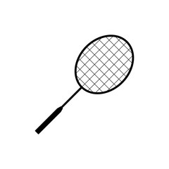 Icon badminton. Badminton racket. Icon black on a white background. Sports equipment. Vector illustration.