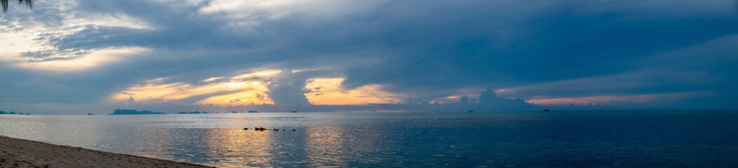 Panoramic view of sunset sea