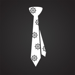 Trendy cute tie on black background icon