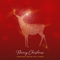 Christmas gold glitter texture reindeer card