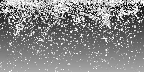 Confetti on isolated dark background. Geometric holiday texture with glitters. Image for banners, posters and flyers. Greeting cards. Black and white illustration
