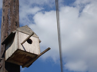 Birdhouse on a blue sky 