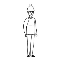 young man with christmas sweater and hat