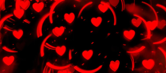 Hearts shape Christmas light bokeh background.