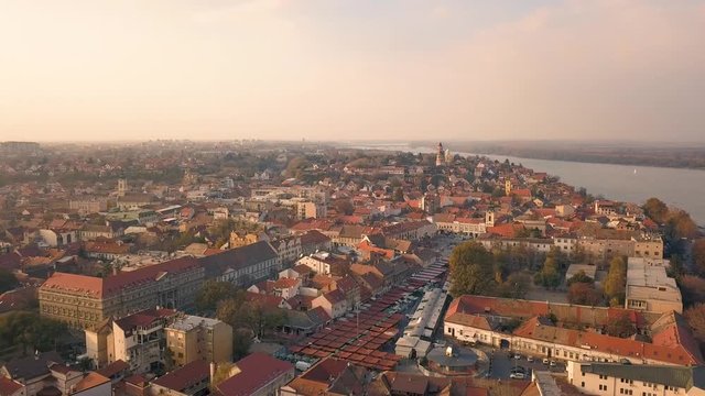 Aerial view of Zemun. It is the district of Belgrade
