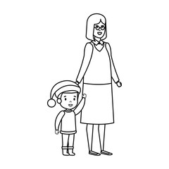 grandmother and grandson with december clothes