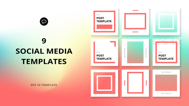 Square web banners for social media. Post layout templates.