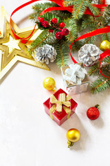 Christmas background with Christmas Present. Copy space.