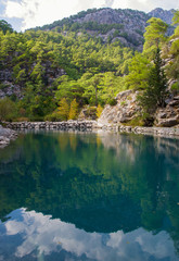 Canyon Goynuk. Transparent river and mountains.