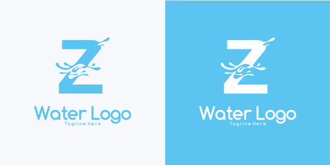 combination letter Z and Water logo design concept
