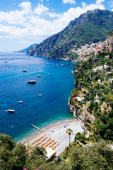 Beautiful view of Arienzo Beach & Positano, Amalfi Coast, Southern Italy
