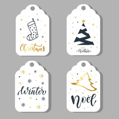 set of four christmas labels, stickers design